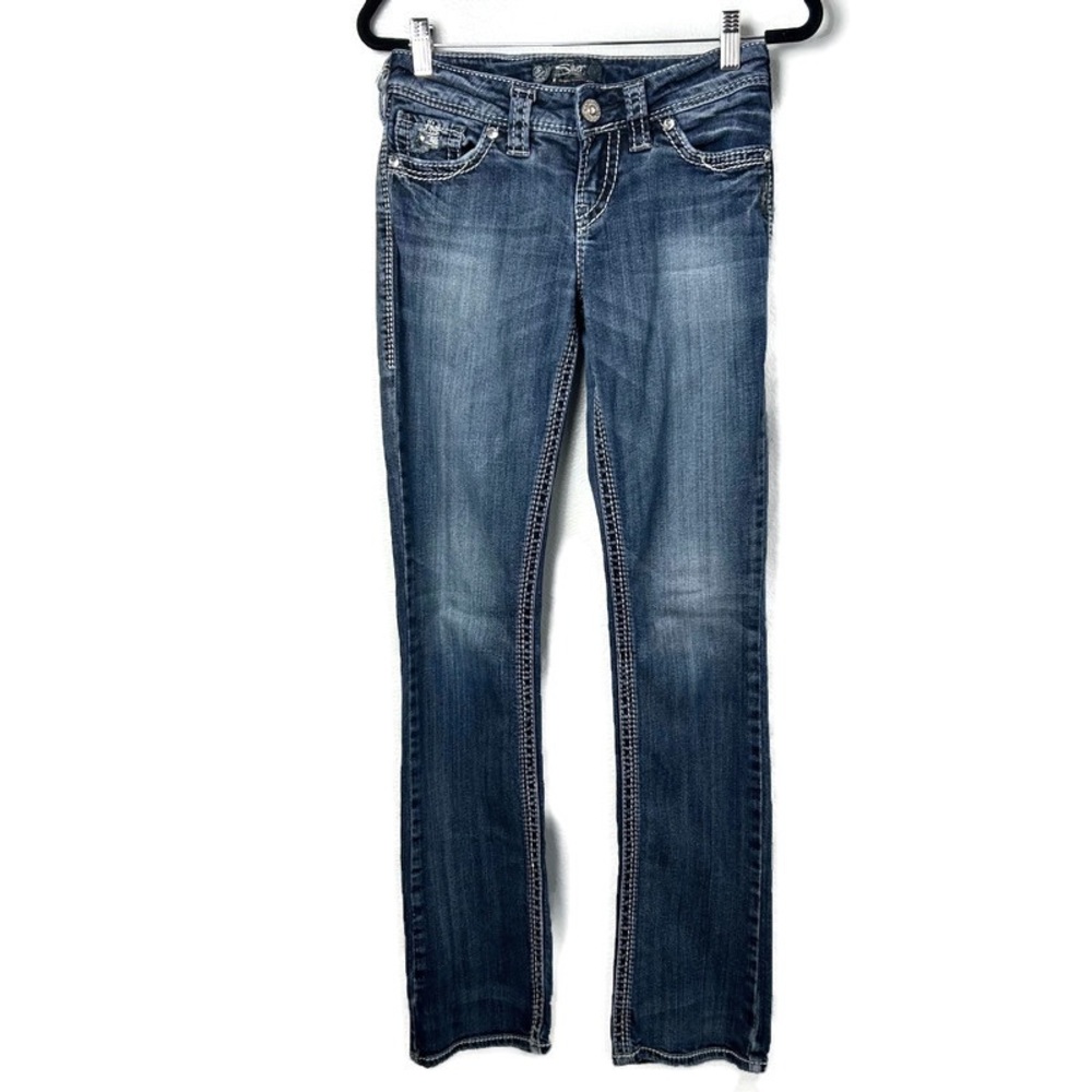 Silver Suki Flap 17” Boot Cut Jeans Size 25